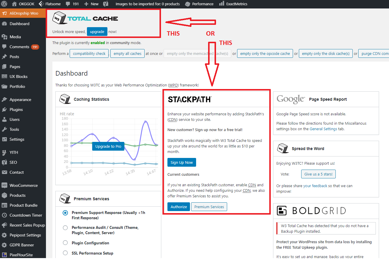 Upgrade Total Cache or Buy Stackpath