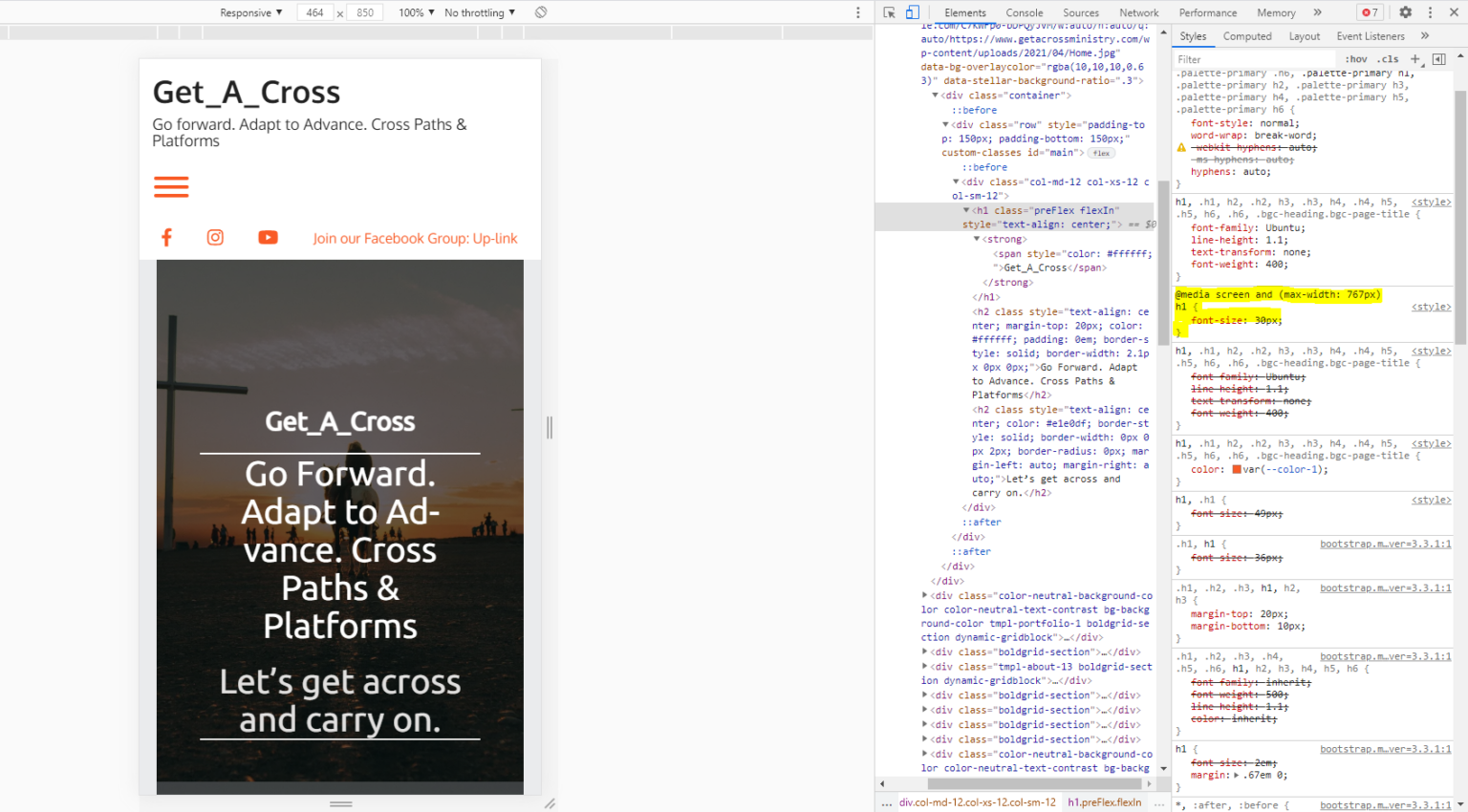 html change font size for mobile