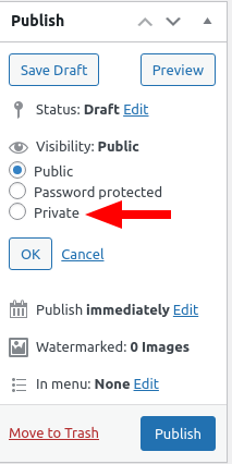 Private visibility setting