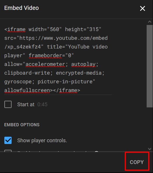 Get Embed YouTube Video Code Example