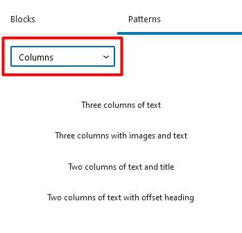 WordPress Column Block Patterns