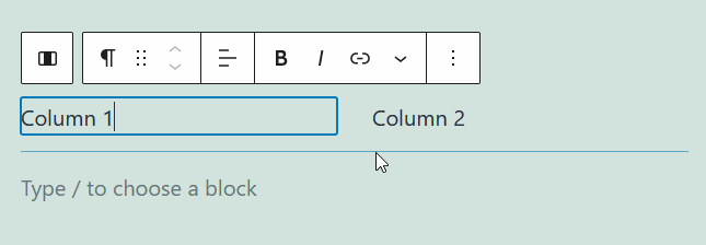 Create new column in WordPress column block