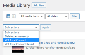 bulk conversion option in media library