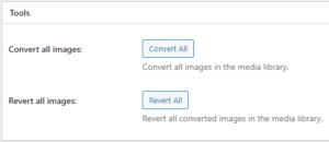 convert all and revert all buttons in image service tools section