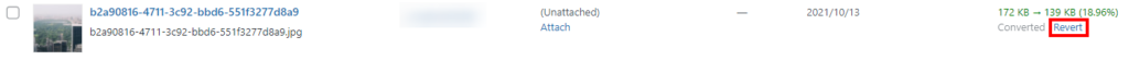 single image revert control in media library