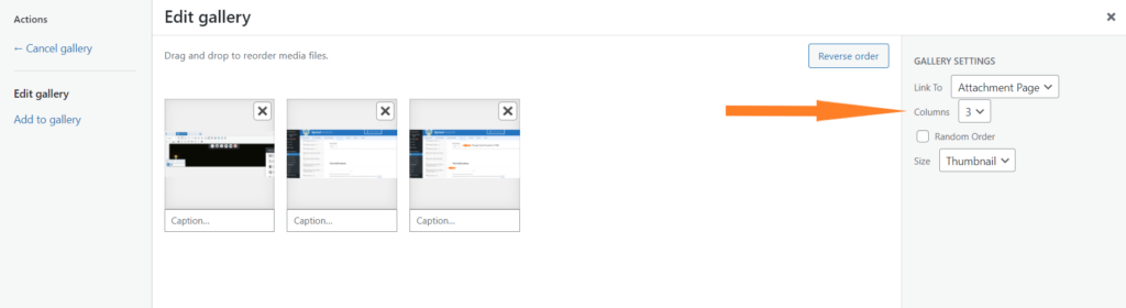 image gallery settings