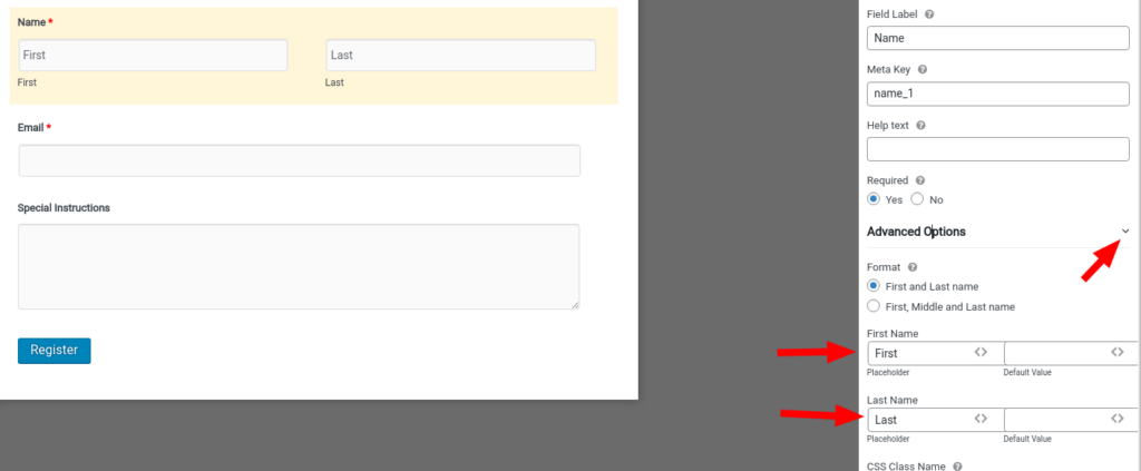 weForms field advanced options