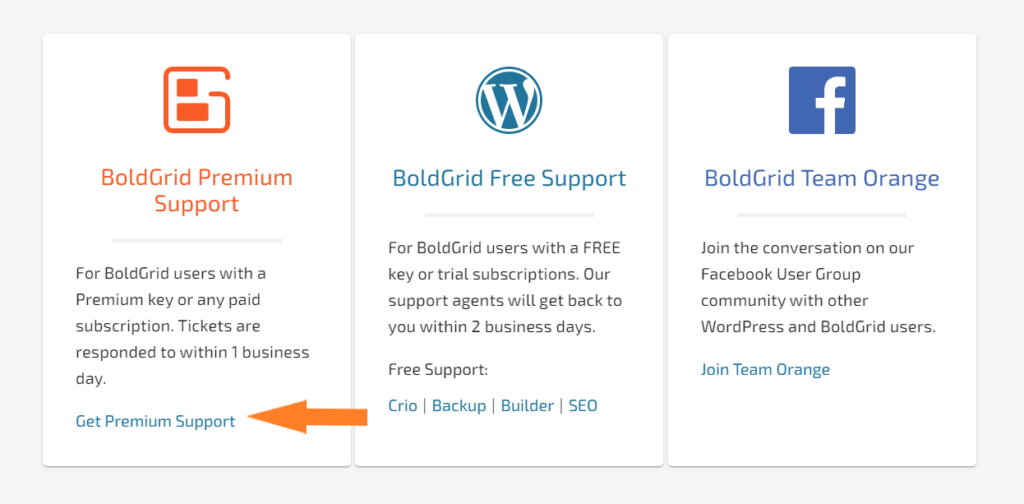 boldgrid premium support