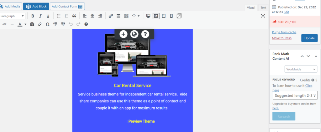 rank math and post and page builder