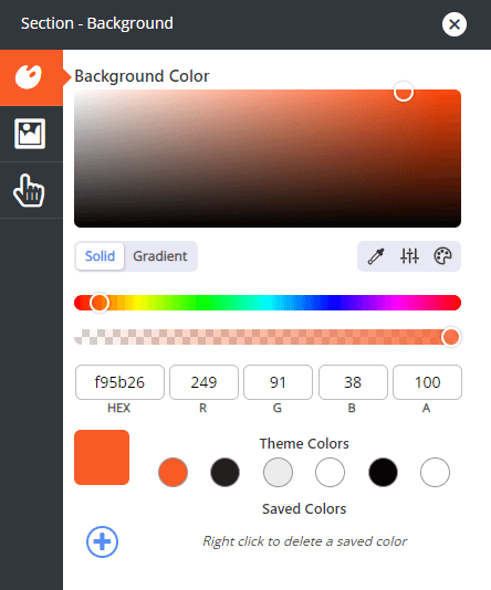 BoldGrid Crio Background Color options