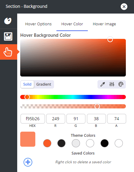 BoldGrid Crio Hover Color options