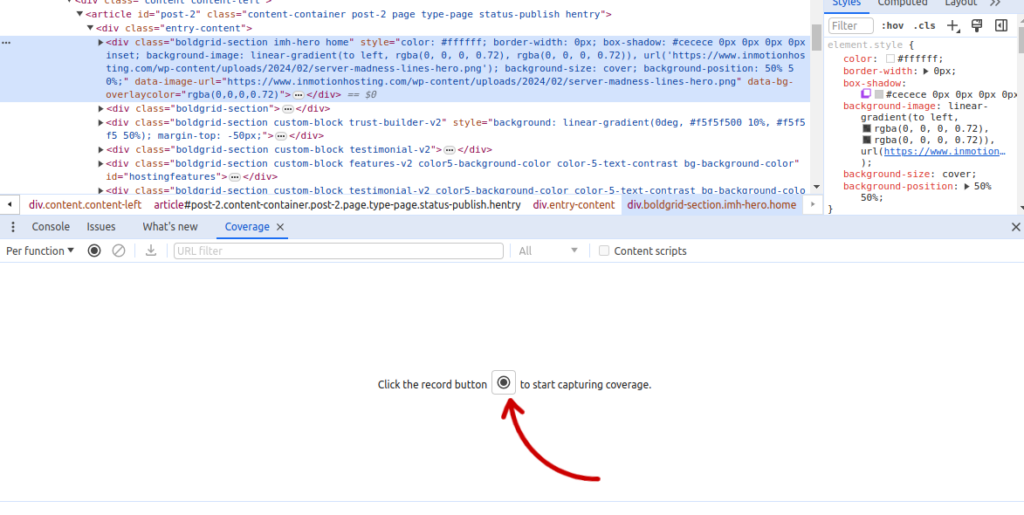 Coverage option before record