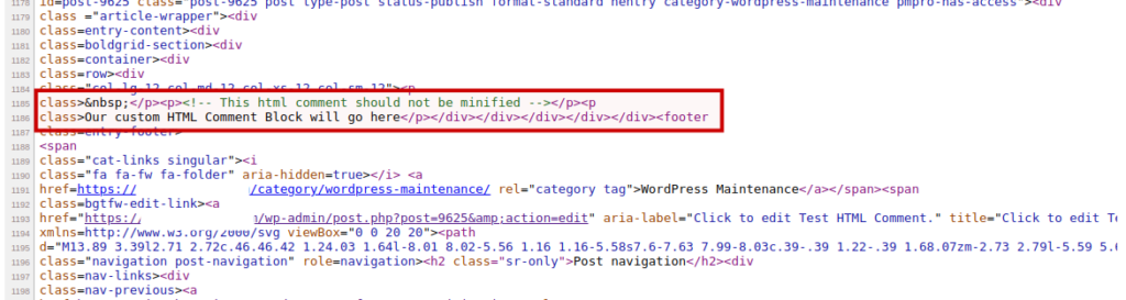 view ignored comment stem in page source w3 total cache