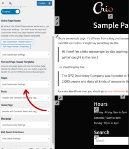 navigate to crio header templates