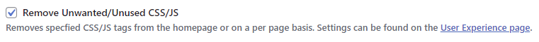 A screenshot showing the toggle for the remove unwanted css feature in W3 Total Cache