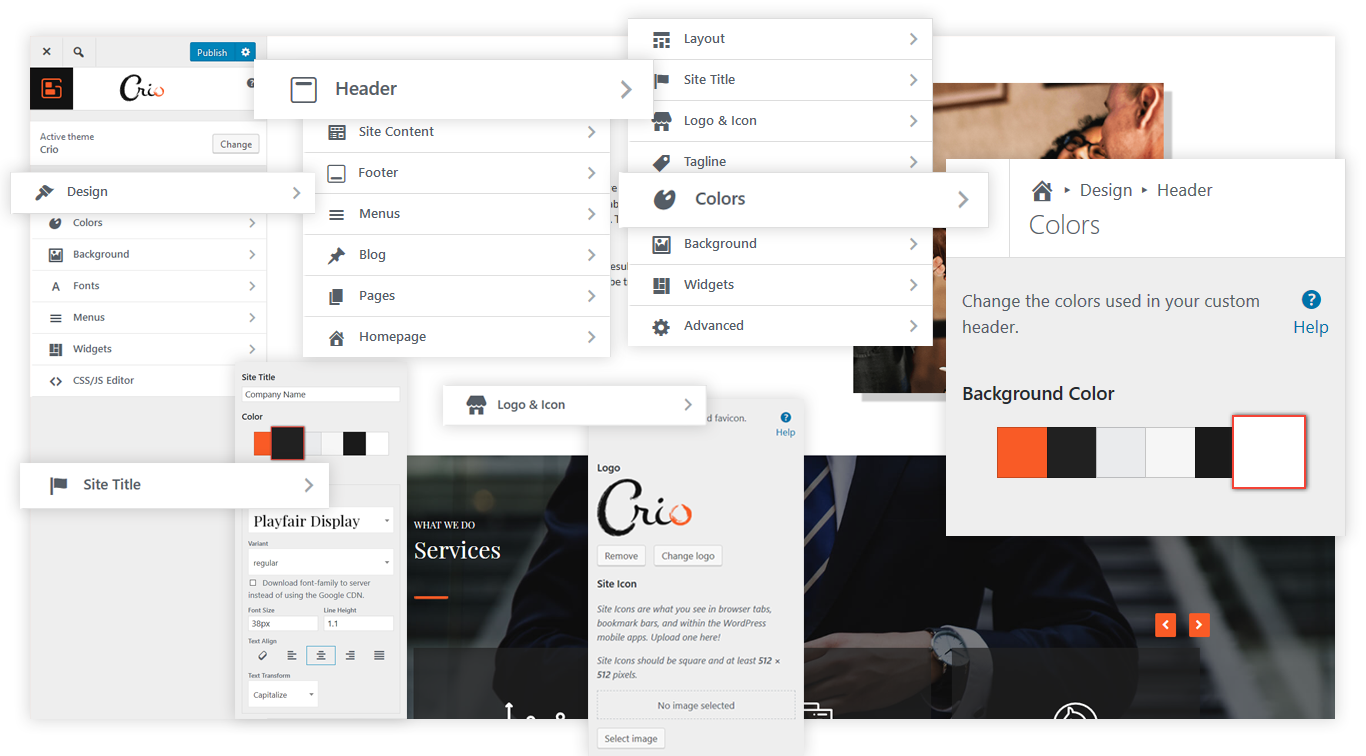 The Crio Customizer, with unprecedented controls for your WordPress Theme