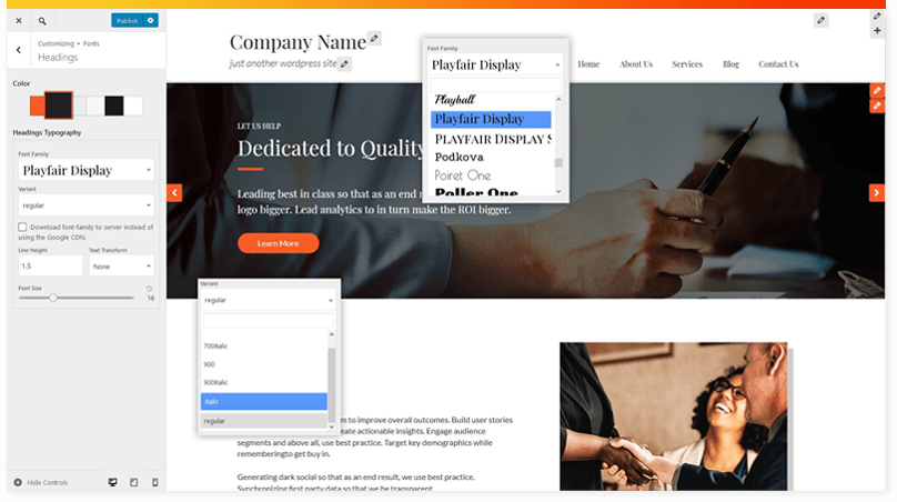 WordPress Font Controls