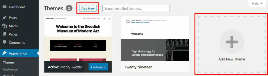 Add a new WordPress theme