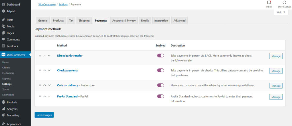 Setup WooCommerce payments