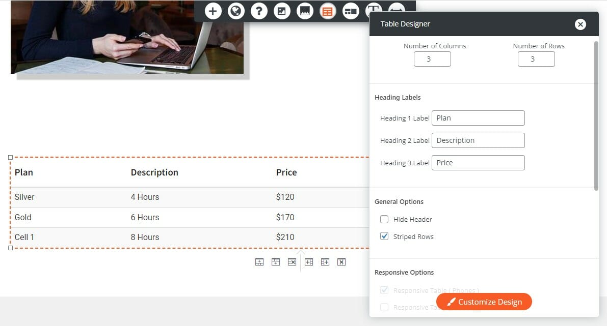 Post and Page Builder Table Designer
