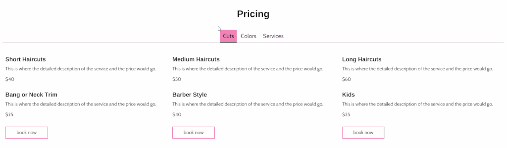Tab Section in the WordPress Page Builder